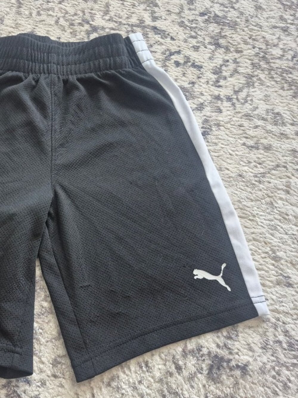 PUMA Boys Black White Mesh Athletic Shorts Size 8